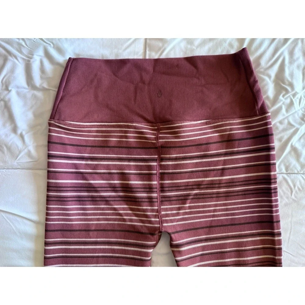 Spiritual Gangster burgundy stripe leggings wrap front love sculpt Size XS EUC